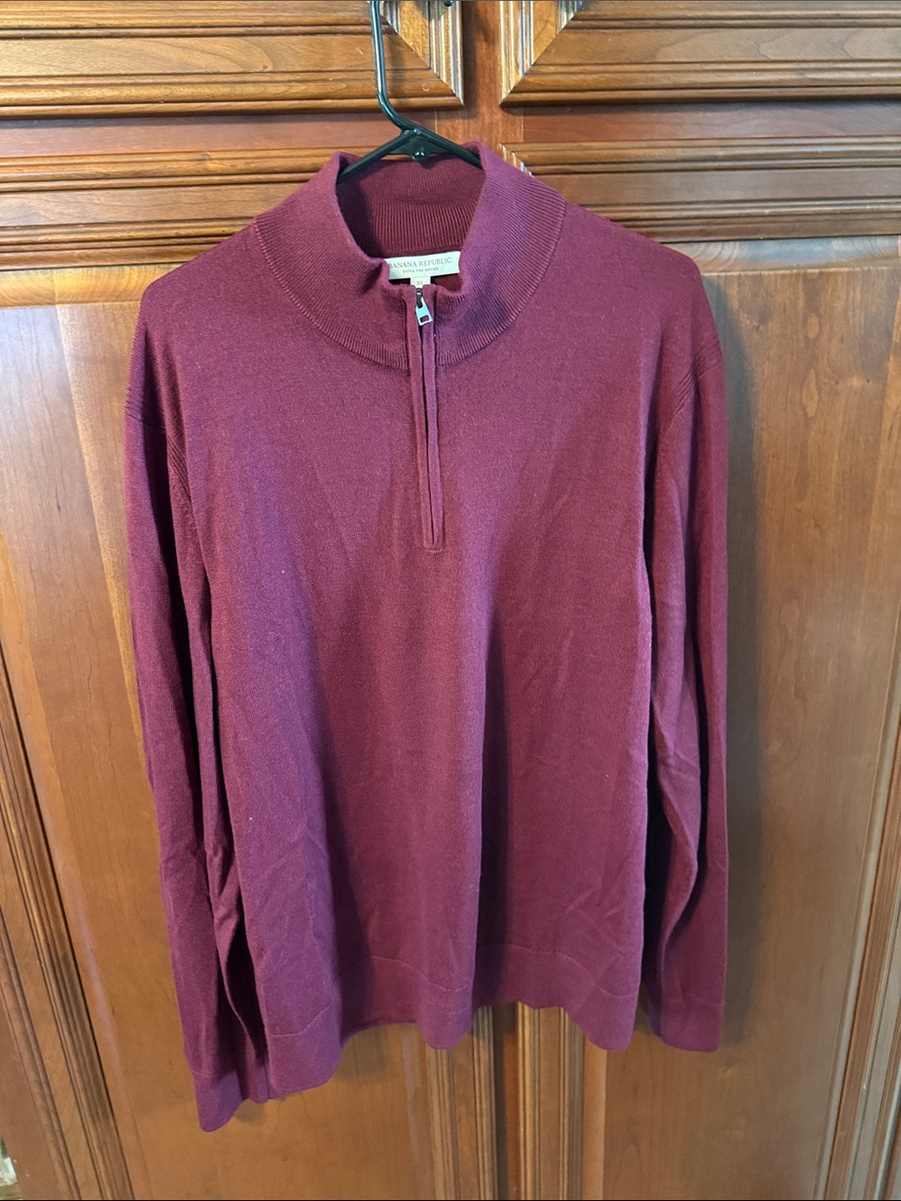 Banana Republic Men's Zip Mock Neck Sweater — Maroon